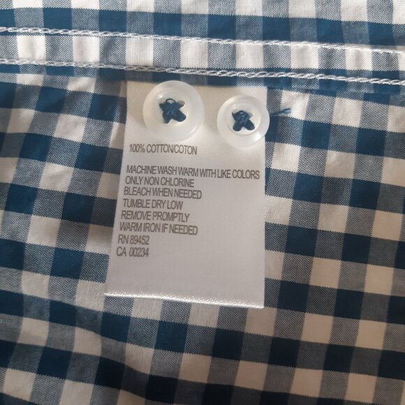 Black Brown 1826 SZ M Navy & White Gingham 100% Cotton Men's Button Up Shirt - Picture 8 of 12